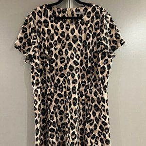 Eliza J Leopard Animal Print Short Sleeve Dress